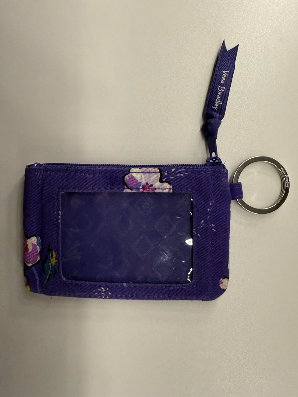 Vera Bradley Purple Floral Zip ID and coin pouch with key ring 🌸🌸💐🌻
